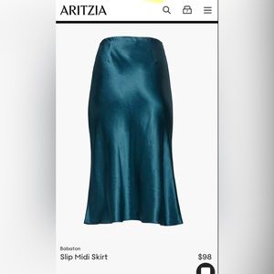Aritzia Babaton Slip Midi Skirt, Size 2, Herbage Green, New with Tags